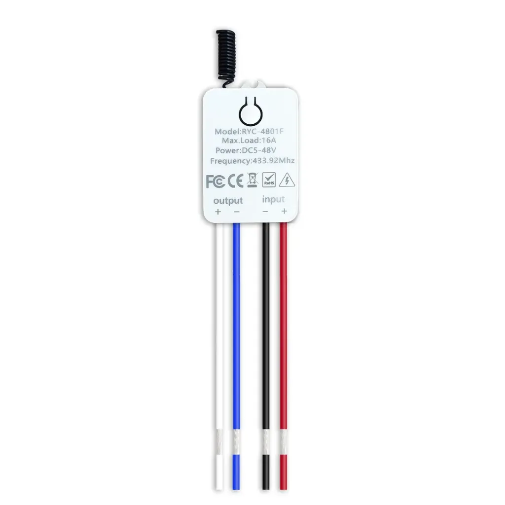 DC 5V–48V 16A RF 433MHz Wireless Remote Control Switch