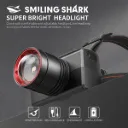 SMILING SHARK Rechargeable Zoomable LED Headlamp With Wave Sensor