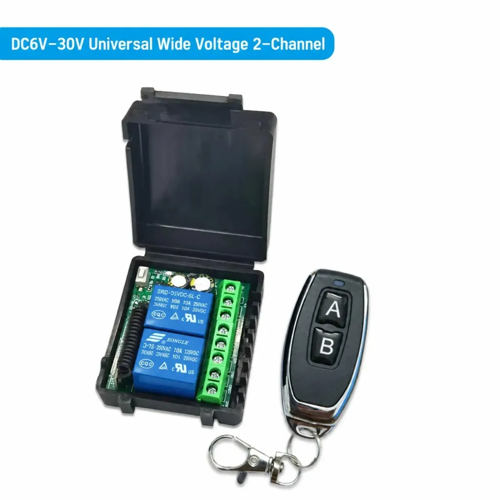 DC 6V–30V 2CH RF Wireless Remote Control Relay Switch (10A)
