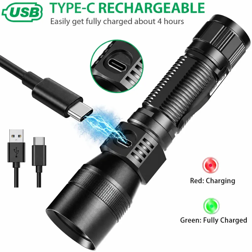 3 in 1 Rechargeable LED Flashlight with UV Light (7 Modes)