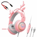 SY-G25 Wired Headphone High Fidelity Noise Cancelling Colorful Light Cartoon Deers 3.5mm Gaming Lossless Earpiece