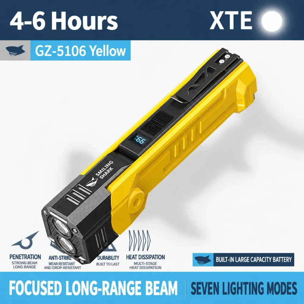 Smiling Shark GZ-5106 Multifunctional Rechargeable LED Flashlight