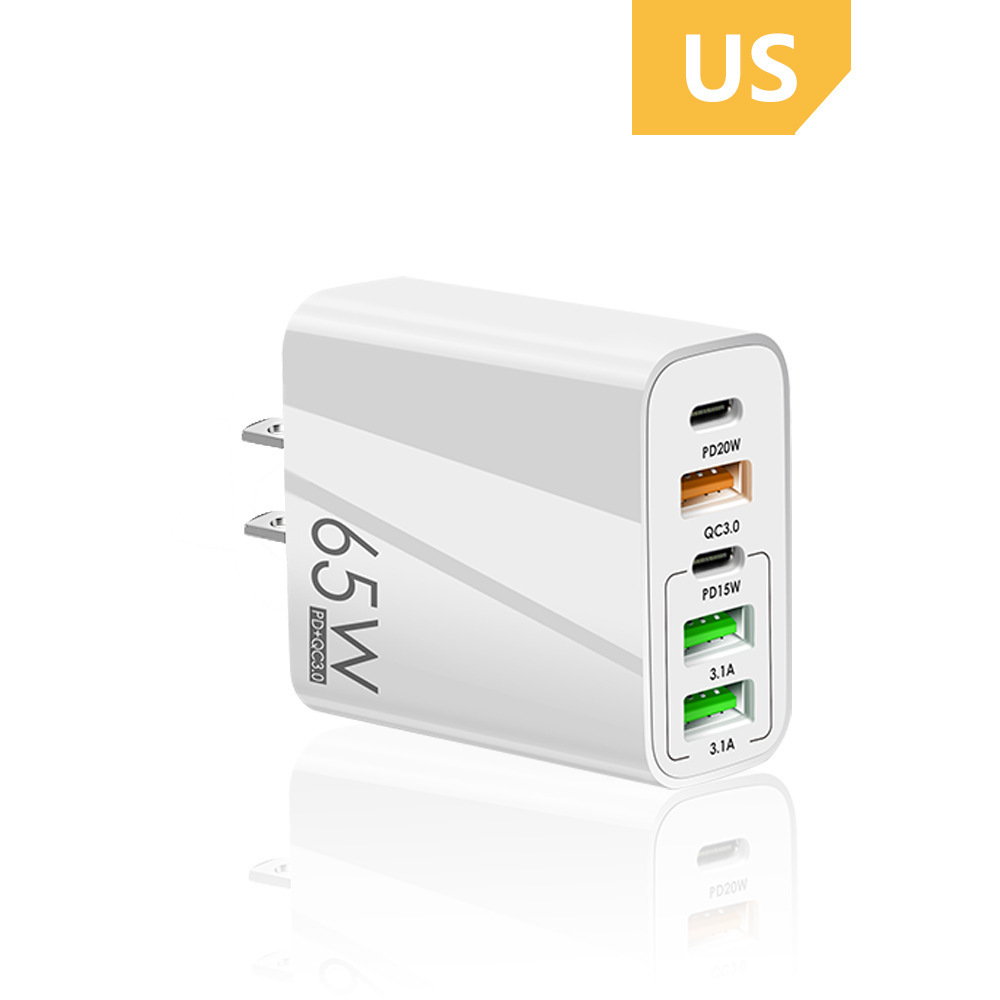 5 Ports 65W USB Chargers Type C Fast Charging Adapter Cell Phones PD QC 3.0 Wall Quick Charger
