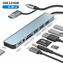 8-IN-2 USB HUB 3.0 Type C HUB Docking Station 5Gbps High Speed Transmission Dock Splitter Multi Adapter