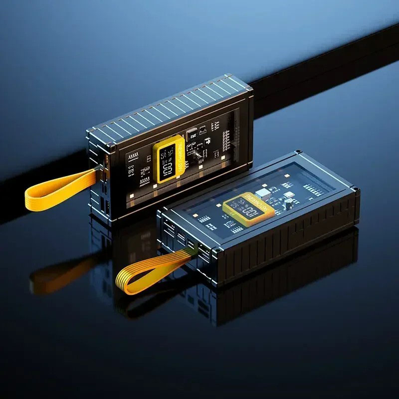 22.5W Fast Charging Transparent Mech Armor Power Bank with Digital Display (Black)