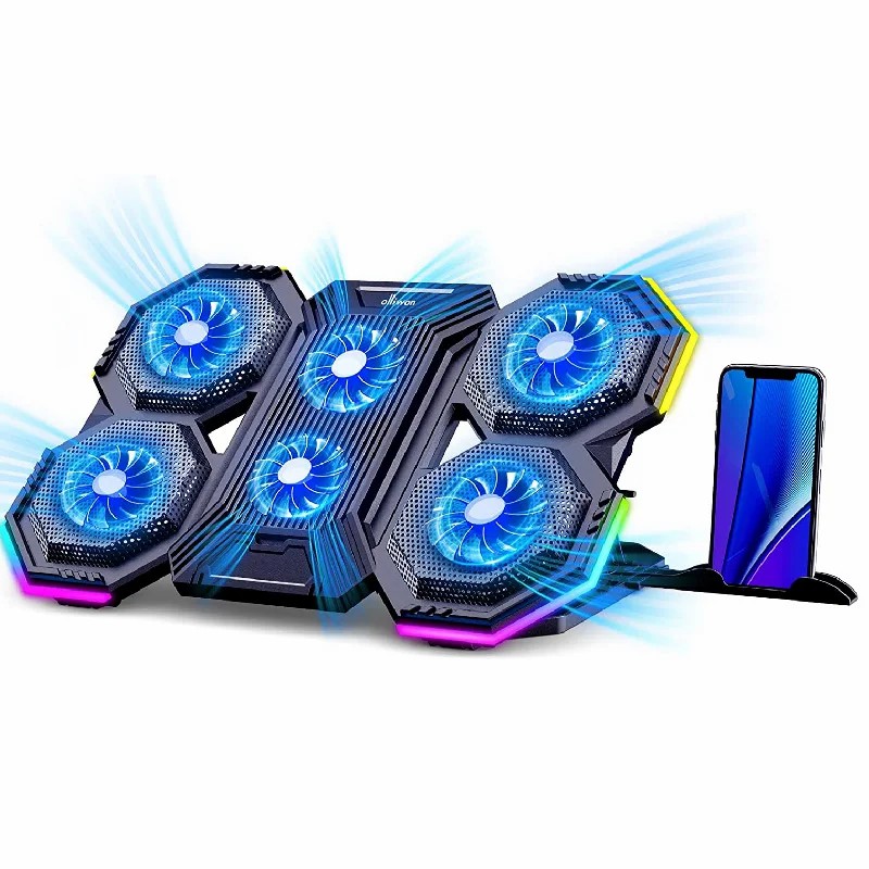 6 Fans Comfort Notebook Cooler RGB Gaming Laptop Cooler Cooling Pad with phone holder
