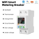 Tuya WiFi Intelligent 63A Circuit Breaker Backlit Single-Phase Energy Meter Auto-Reclosing Protector LCD Display APP Remote Control