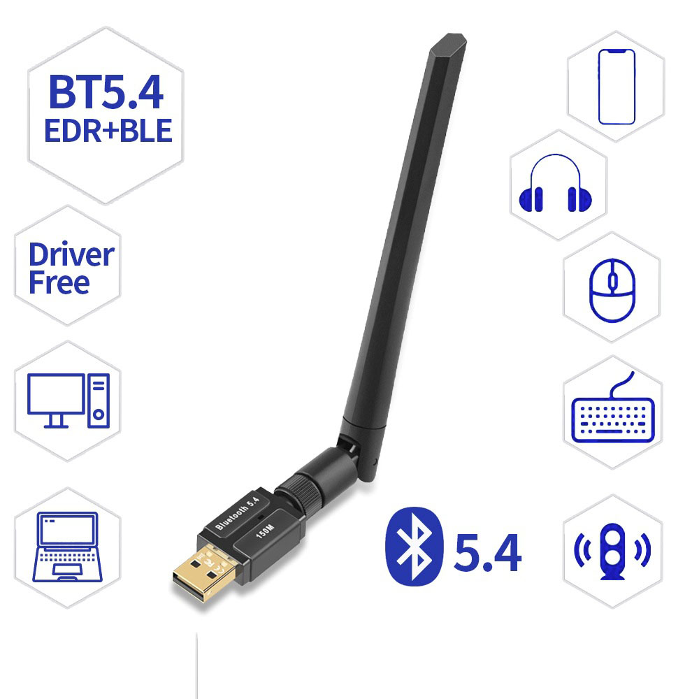 150m Bluetooth adapter driver-free Bluetooth5.4 computer external USB antenna Bluetooth receiver and transmitter