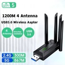1200Mbps WiFi USB Adapter Dual Band 2.4G/5Ghz Wi-Fi Dongle 802.11AC Powerful Antenna Wireless Receiver