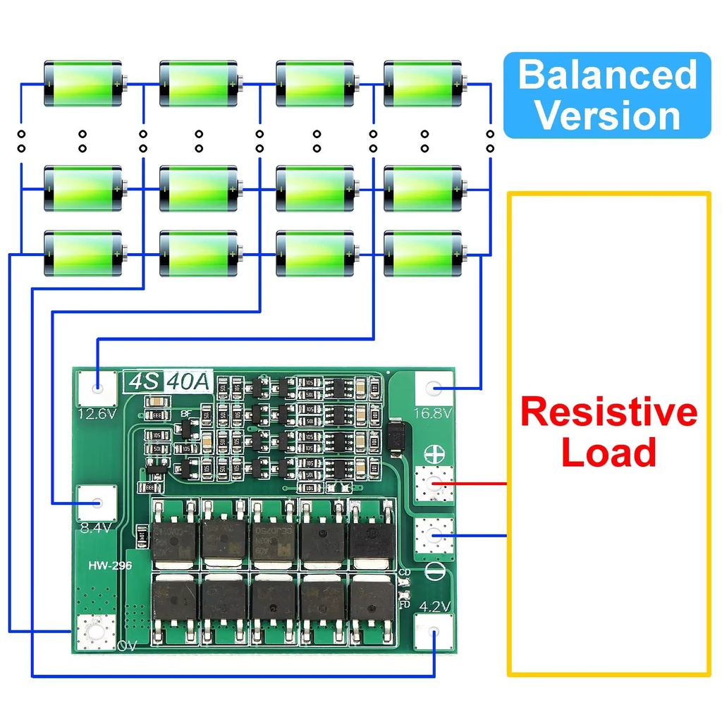 4 string 14.8V 16.8V 4S 40A Li-ion Lithium Battery 18650 Charger BMS Protection Board (Balance Version)