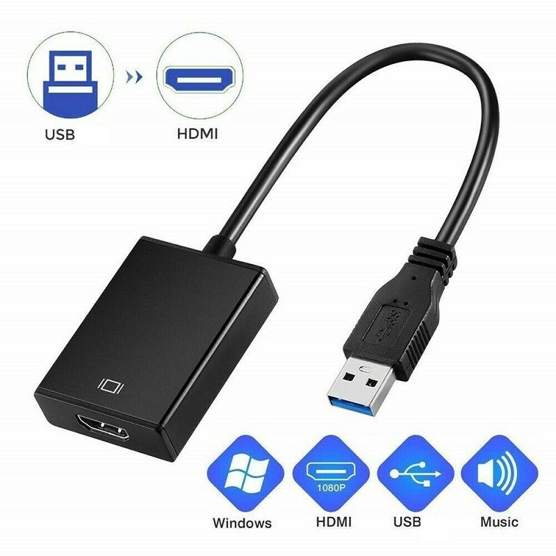USB 3.0 to HDMI Adapter 1080P USB To HDMI-Compatible Video Converter External USB Adapter Video Adapter Cable
