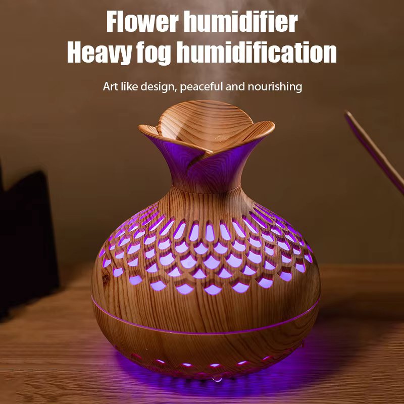 300ml wooden vase colorful light Cool Mist Air Humidifier
