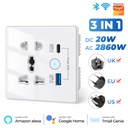 Tuya WiFi Smart Socket Switch PD/QC3.0 Quick Charge USB/Type-C Port Outlet Support Alexa Google Home EU UK US Universal Plug