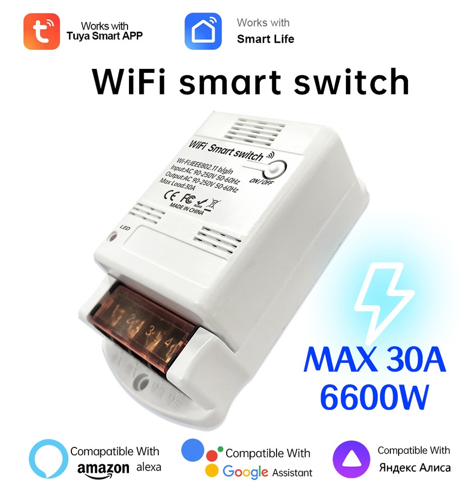 Wifi Smart Switch 30A Relay Module Smart Switch Controllers Home Automation On-Off Timing