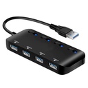 USB Hub Ultra-Slim USB 3.0 Hub adapter USB to 4 USB 3.0 Data Ports with Individual Power Switches