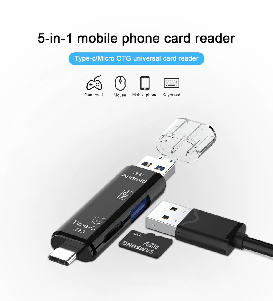 5 In 1 OTG Card Reader Type C & Micro USB Flash Drive High-speed USB2.0 Universal OTG
