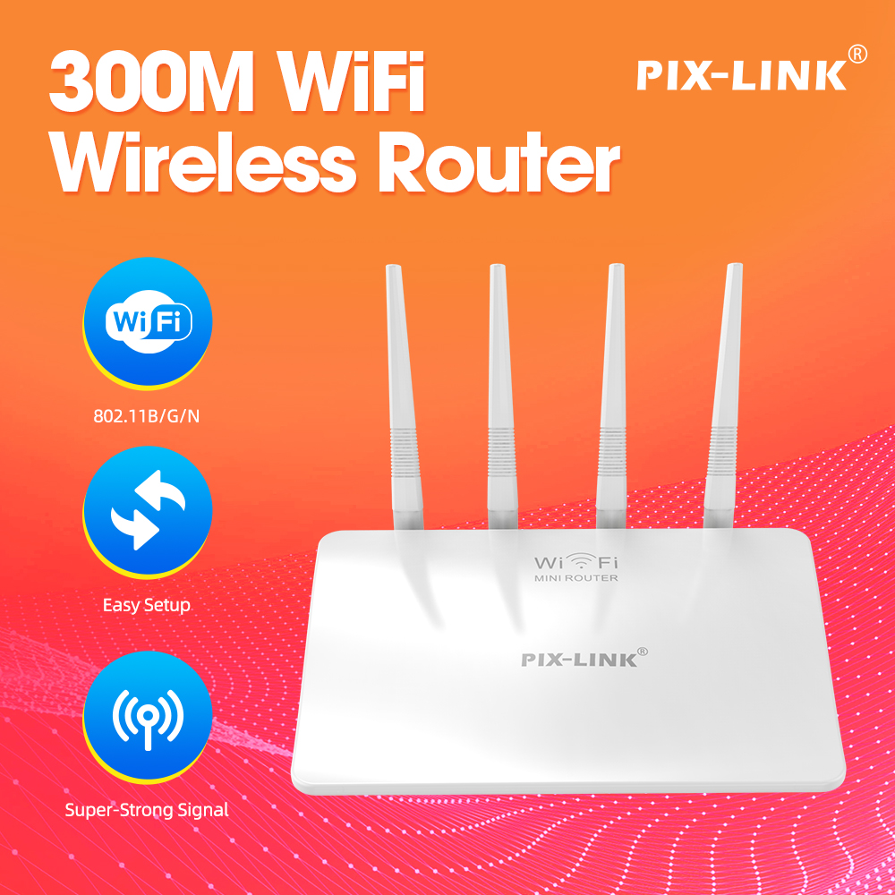 PIX-LINK WR21Q WIFI Router Range Repeater 802.11 b/g/n 2.4G 300Mbps 4 Antennas Wireless-N Routers WISP AP Mode