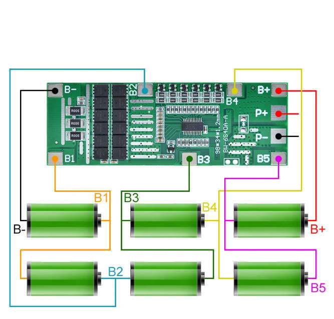 24V 6S 40A BMS 18650 Li-Ion Lithium Battery Poretect Board Solar Lighting BMS With Balance Module