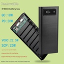 Welding-free 8-section 18650 mobile power fast charging kit Digital display screen power bank shell battery box assembly kit