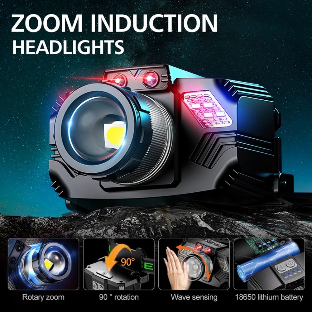 Rechargeable LED Headlight with Motion Sensor 3 Modes Work Light