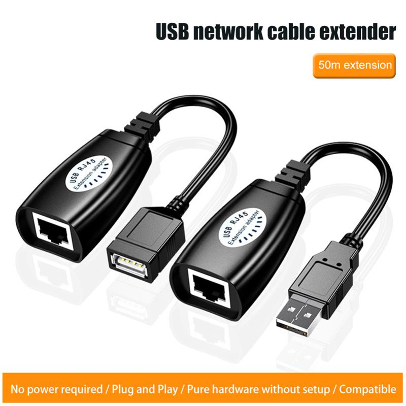 1 Pair USB extender 50 meters usb extension signal amplifier usb2.0 to RJ45 network extender