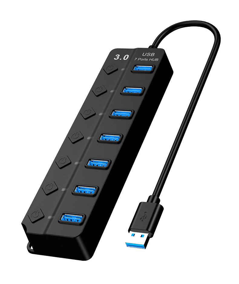 USB Hub Extensions Multi USB 3.0 Hub High Speed 7 Ports LED Splitter