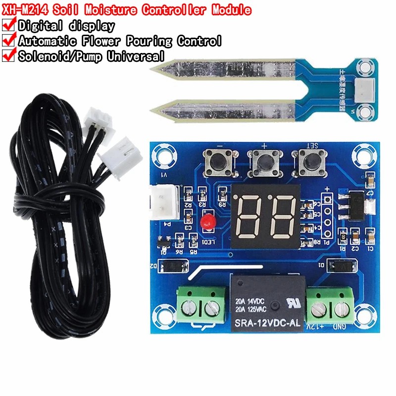 XH-M214 12V Soil Humidity Sensor Controller Irrigation System Automatic Watering Module Digital Display Humidity Controller
