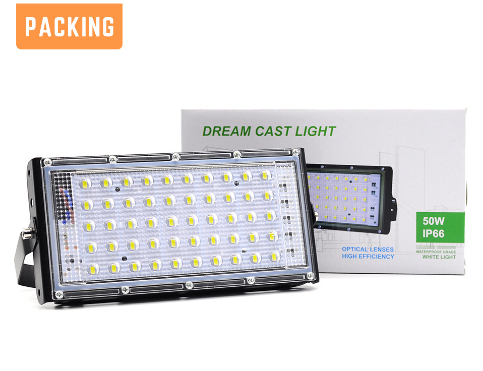 50W 100W 200W 300W LED Flood Light 220V Outdoor Floodlight Spotlights Waterproof Super Bright LED Street Lamp for Garden (50W)
