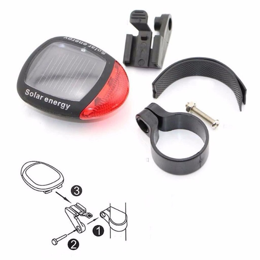 Solar Power Rechargeable Bicycle Taillights, LED Bicycle Rear Signal Lights for Night Cycling Warning Safety
