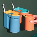 Wall Mounted Toothbrush Holder Toothpaste Mouth Cup Holder Bathroom Storage Shelf Portable Rack Organizer