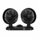 24v Car Dual-head Fan 360 Degree Adjustable Multi-functional USB Charging Port