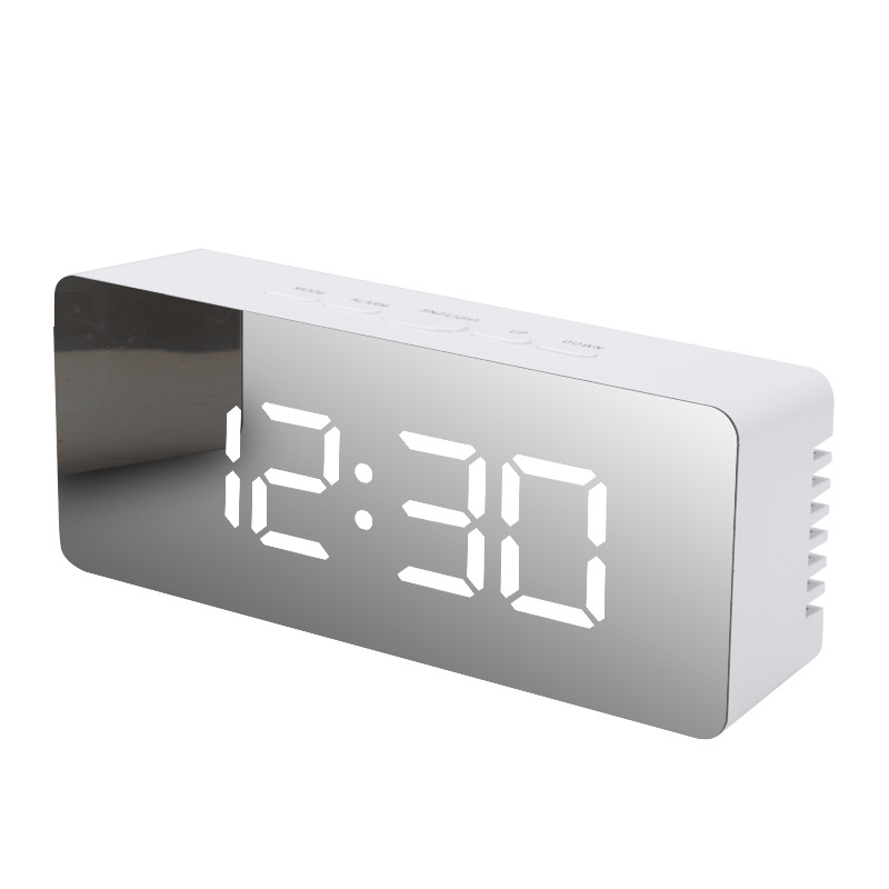 LED Mirror Digital Alarm Clock Display Time Night Light Home Decor Clock