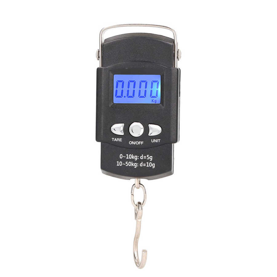 50kg/110lb-10g Digital Fish Scale Electronic Scale Portable Express Luggage Weight Hanging Scale with 1m Measuring Tape