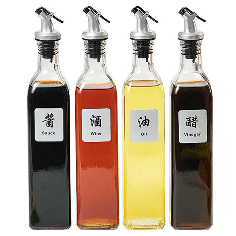 Glass oil bottle set vinegar soy sauce oil pot four-pack color box