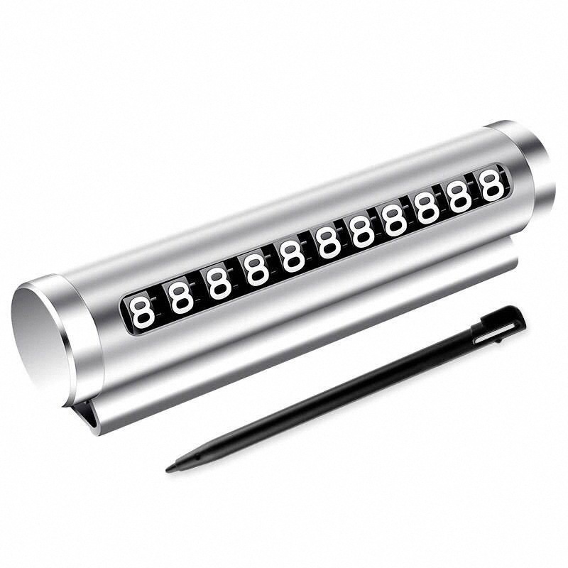 Metal Car Temporary Parking Card Universal Rotate Phone Number Plate