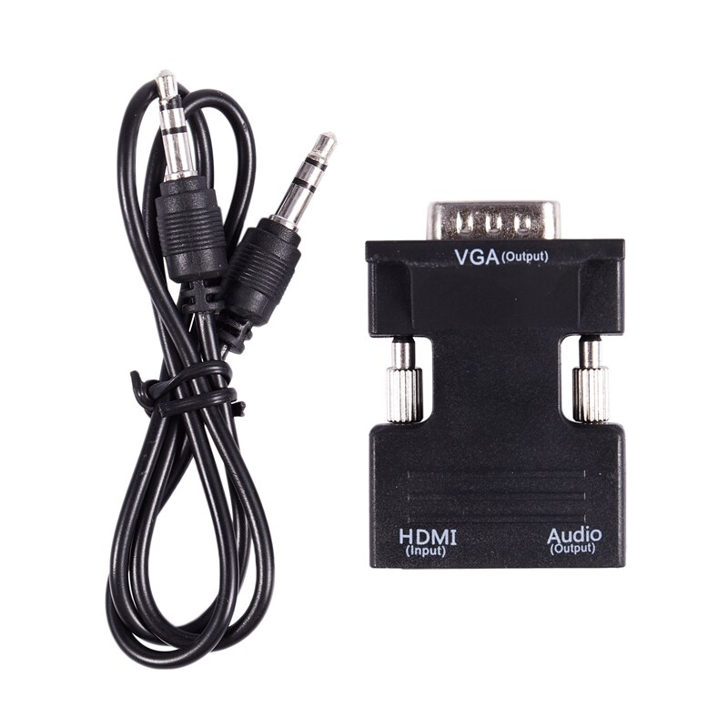 Full HD 1080P Female HDMI-compatible to Male VGA Converter with Audio Cable