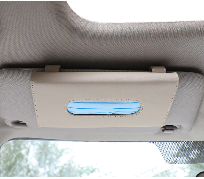 Car Visor Tissue Holder Box Mask Holder Towel Premium Leather PU Car Sun Visor Interior Storage