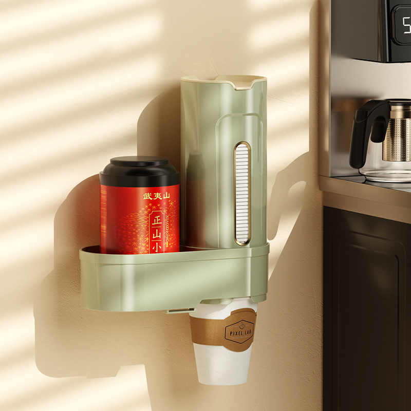 Disposable cup holder water dispenser cup holder punch-free paper cup holder wall-mounted dust-proof storage rack
