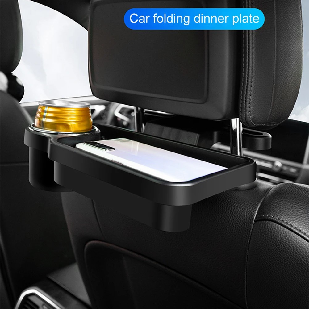 Universal Car Headrest Drink Holder Stand Foldable Rear Seat Table Tray Organizer
