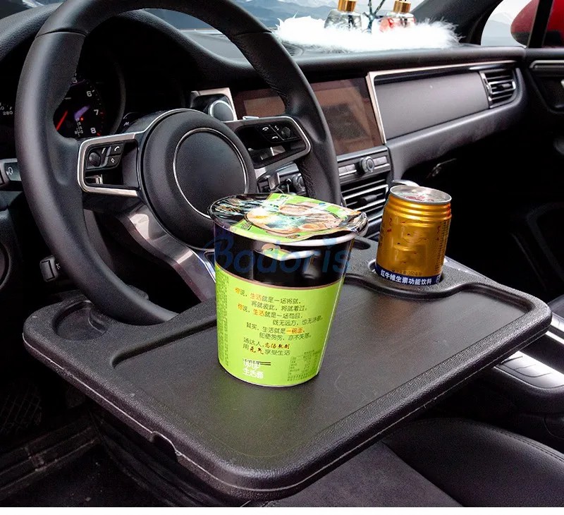 Portable Car Steering Wheel Dining Table Holder Double Side Car Laptop Computer Desk Mount Stand