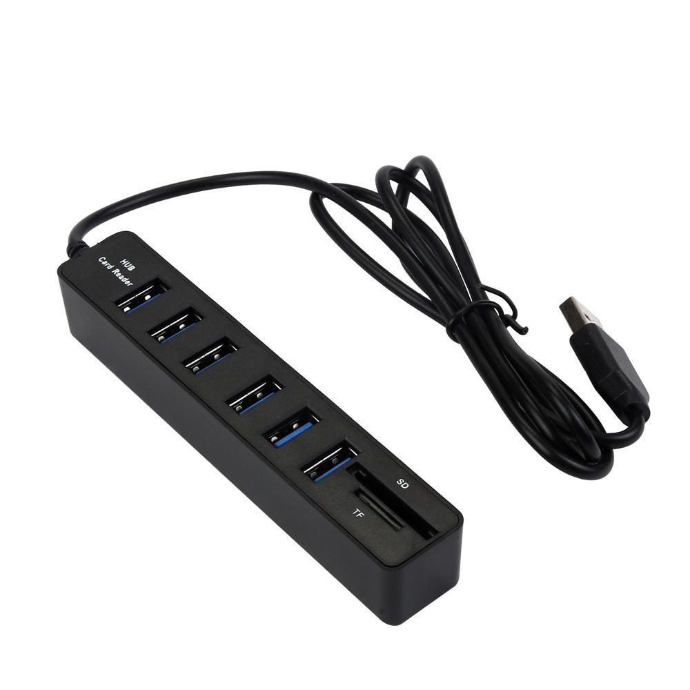 USB Hub Combo Splitter 6 Ports USB 2.0 High Speed Mini 2 In 1 SD TF Card Reader super mini size which is portable and convenient