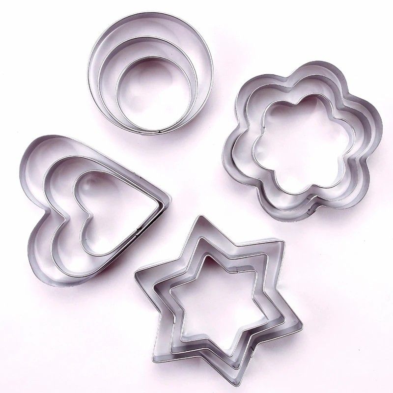 DIY Kitchen Useful 12Pcs/Set Stainless Steel Cookie Biscuit Fondant Cake Paste Mould Cutter Decor Tool