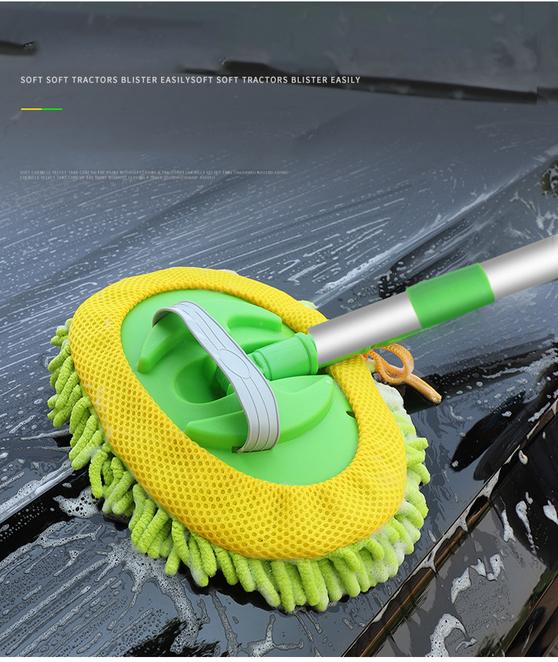 2 in 1 Car Cleaning Brush Car Wash Brush Telescoping Long Handle Cleaning Mop Chenille Broom