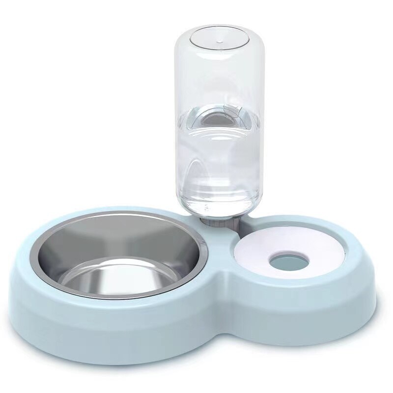 500ML Cat Waterer Pet Dog Cat Automatic Feeding Bowl Dog Feeder Water Storage Pet Dog Cat Food Bowl with Waterer