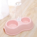 Pet Double Bowls Dog Cat Automatic Feeder with Water Fountain Food Container