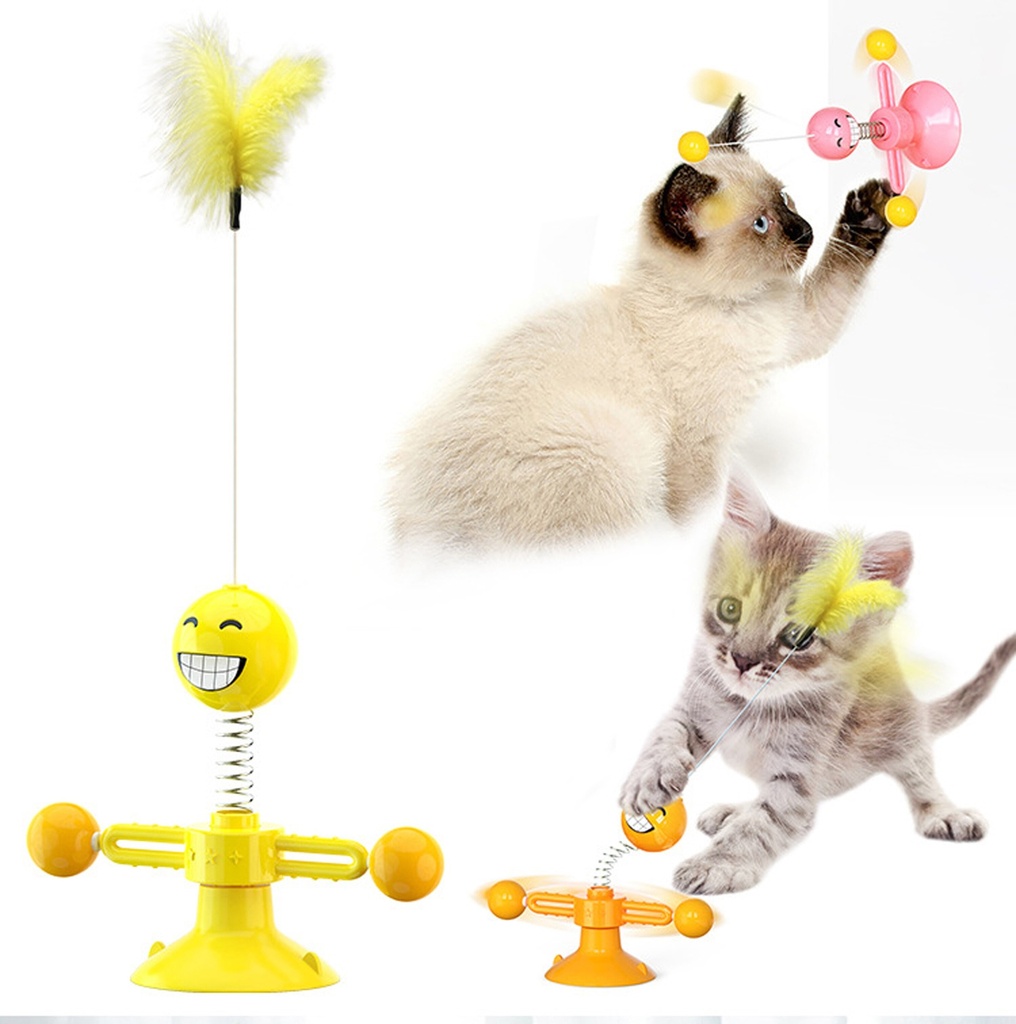 Cat Teaser Toy Sucker Spring Kitten Training Puzzle Game Toy Interactive Suction Cup Ball Funny Cats Stick Pet Scratch Catch Toy