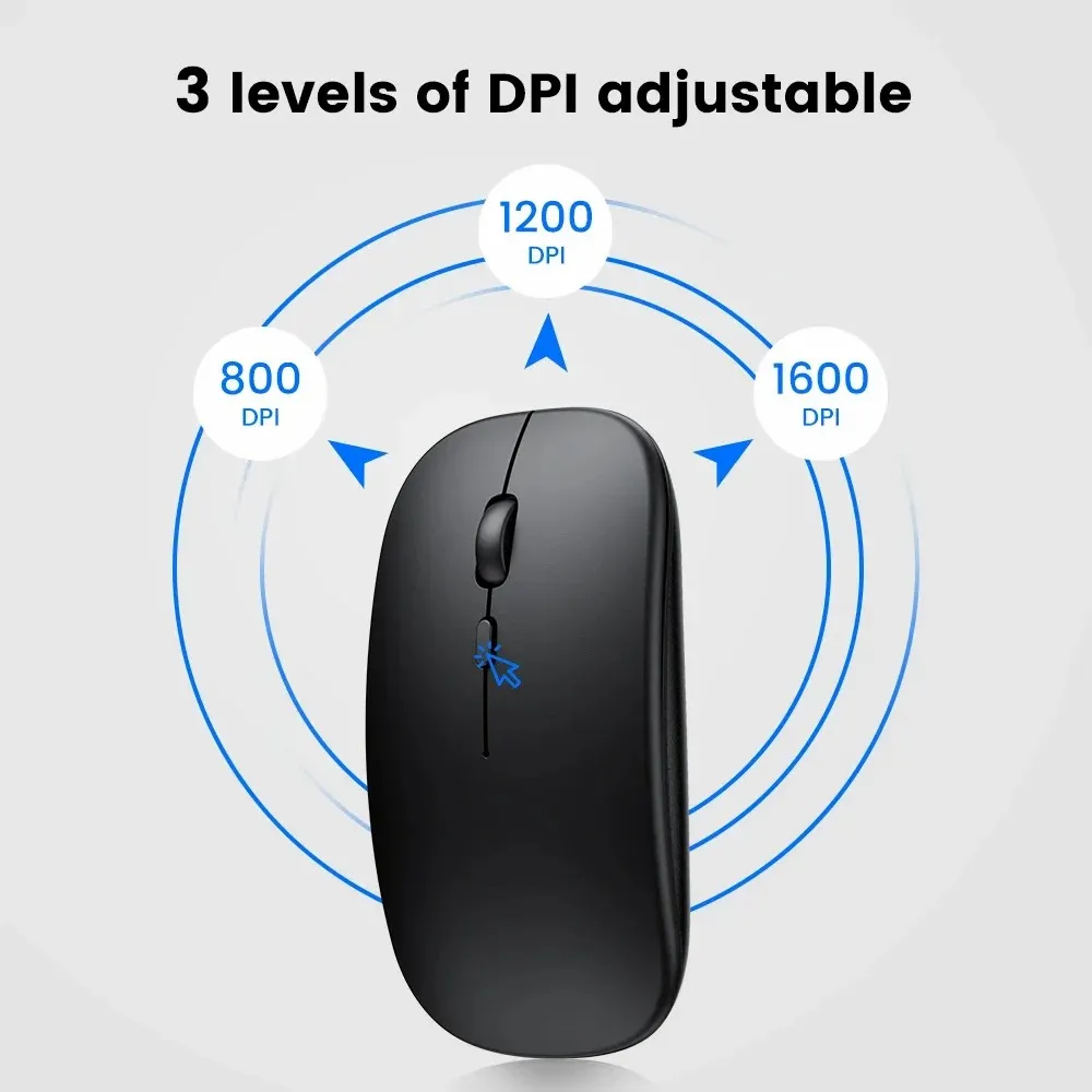 Rechargeable Bluetooth 5.1 + 2.4Ghz Wireless Optical Silent Mouse