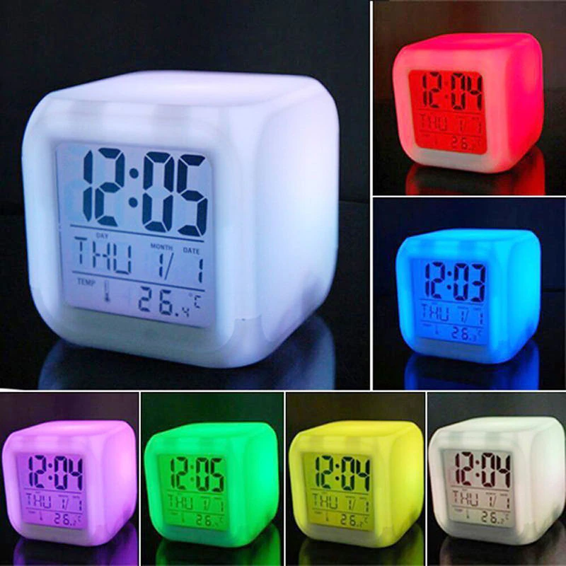 Colorful light LED alarm clock Color Night Light, Large LED Display, Dual Alarm, Dimmer, USB Charger Port