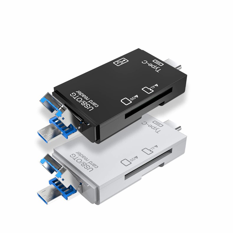 All in One Micro USB Type-c OTG TF SD Card Reader Dual Slot Flash Memory Card Adapter