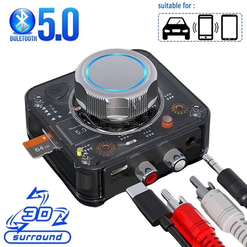 C39 Bluetooth 5.0 Audio Receiver 3D Stereo Music Wireless Adapter TF Card RCA 3.5MM AUX Jack For Car kit Wired Speaker